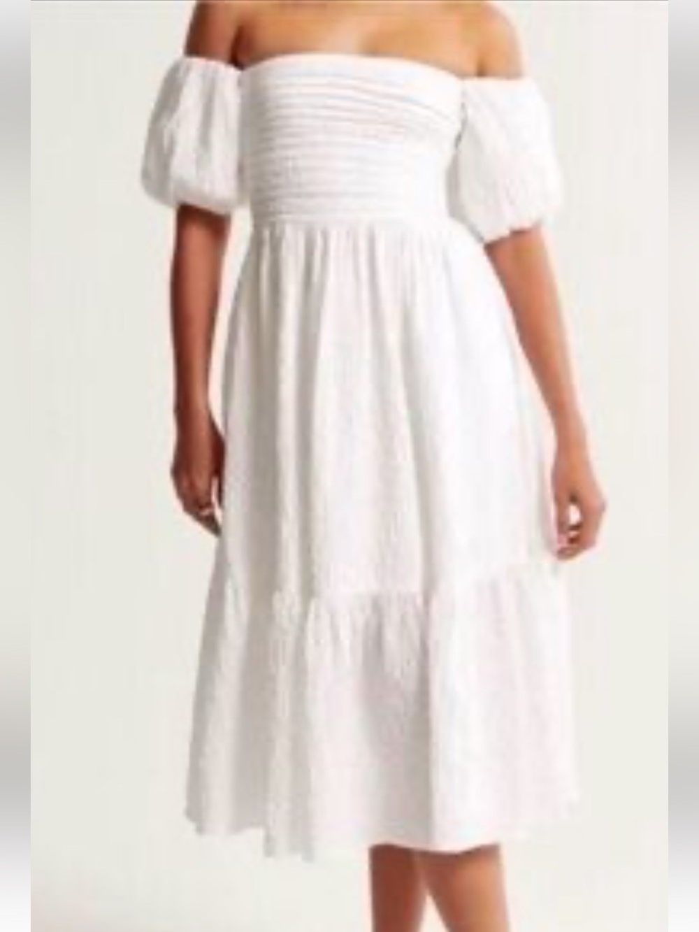 White Womens' Textured Puff-Sleeve Dress
